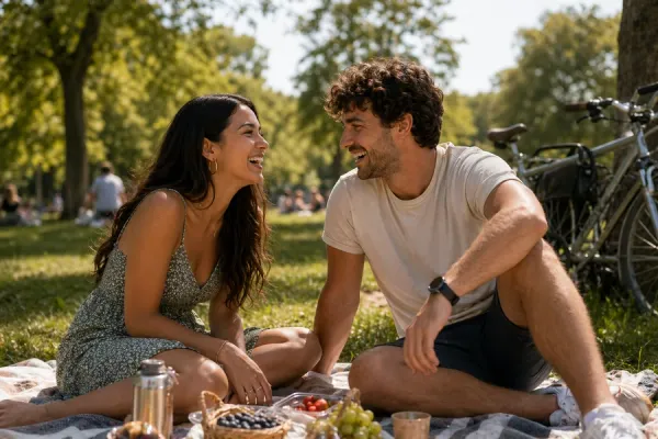 People enjoying a sunny park