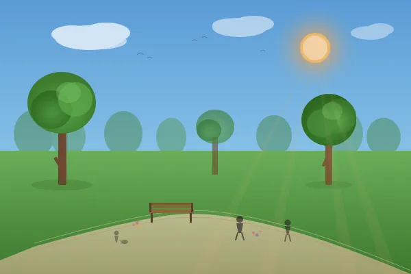 People enjoying a sunny park